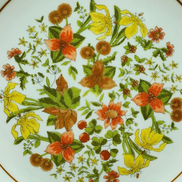 Corelle Indian Summer Dinner Plates Orange Yellow Brown Flowers - Picture 4 of 5